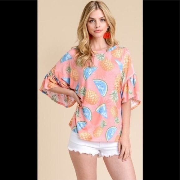 Pink Pineapple and Watermelon Top - Picture 2 of 10